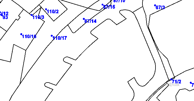 Parcela st. 87/2 v KÚ Kadaň, Katastrální mapa