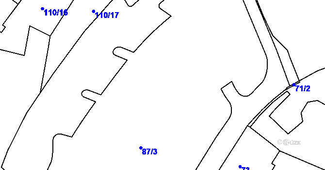Parcela st. 87/3 v KÚ Kadaň, Katastrální mapa