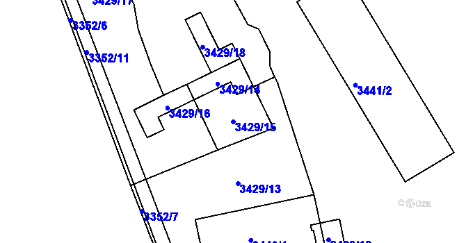 Parcela st. 3429/15 v KÚ Kadaň, Katastrální mapa