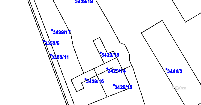 Parcela st. 3429/18 v KÚ Kadaň, Katastrální mapa