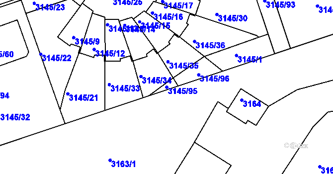 Parcela st. 3145/95 v KÚ Kadaň, Katastrální mapa