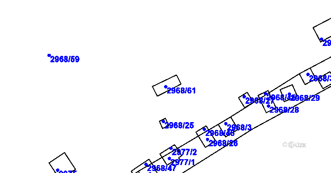 Parcela st. 2968/61 v KÚ Kadaň, Katastrální mapa