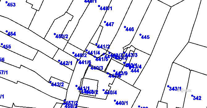 Parcela st. 441/7 v KÚ Kadaň, Katastrální mapa