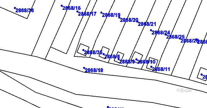 Parcela st. 2868/8 v KÚ Kadaň, Katastrální mapa