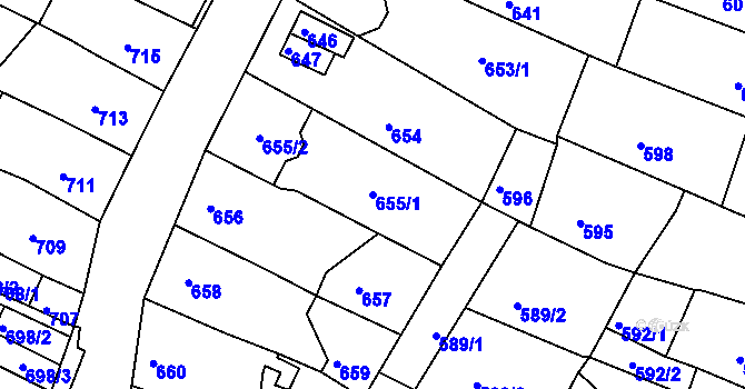 Parcela st. 655/1 v KÚ Kadaň, Katastrální mapa