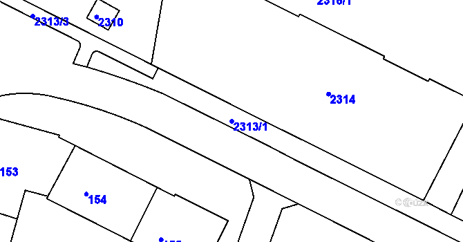 Parcela st. 2313/1 v KÚ Kadaň, Katastrální mapa