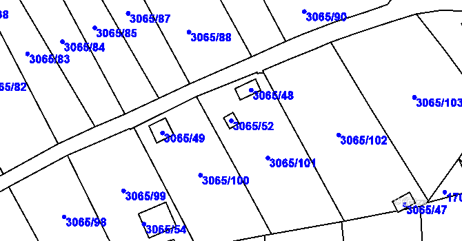 Parcela st. 3065/52 v KÚ Kadaň, Katastrální mapa