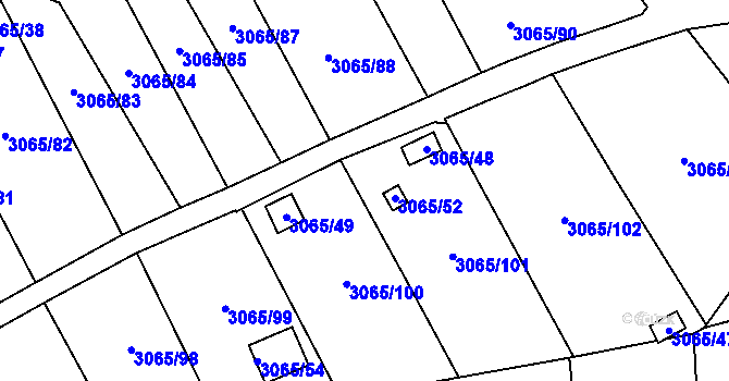 Parcela st. 3065/53 v KÚ Kadaň, Katastrální mapa