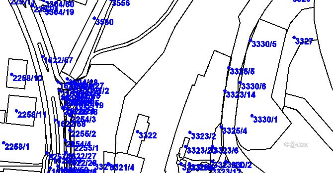 Parcela st. 3323/18 v KÚ Kadaň, Katastrální mapa