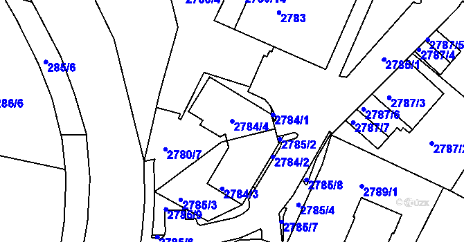 Parcela st. 2784/4 v KÚ Kadaň, Katastrální mapa