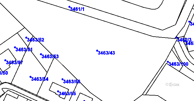 Parcela st. 3463/43 v KÚ Kadaň, Katastrální mapa