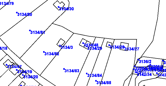 Parcela st. 3134/48 v KÚ Kadaň, Katastrální mapa