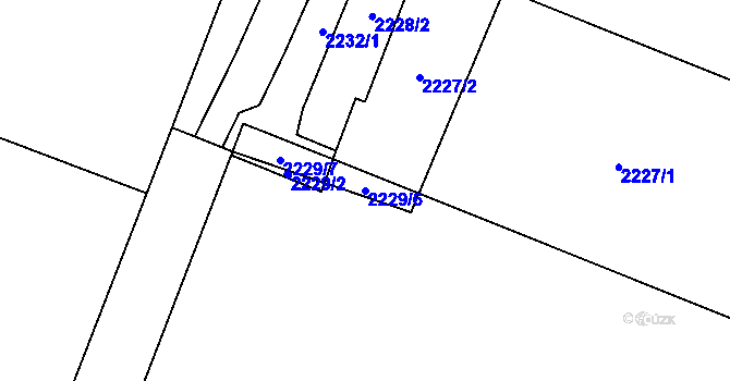 Parcela st. 2229/6 v KÚ Kadaň, Katastrální mapa