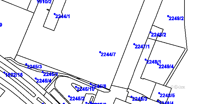 Parcela st. 2244/7 v KÚ Kadaň, Katastrální mapa
