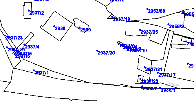 Parcela st. 2937/20 v KÚ Kadaň, Katastrální mapa