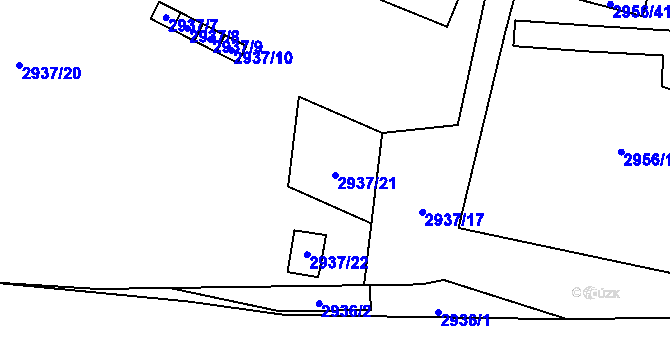 Parcela st. 2937/21 v KÚ Kadaň, Katastrální mapa