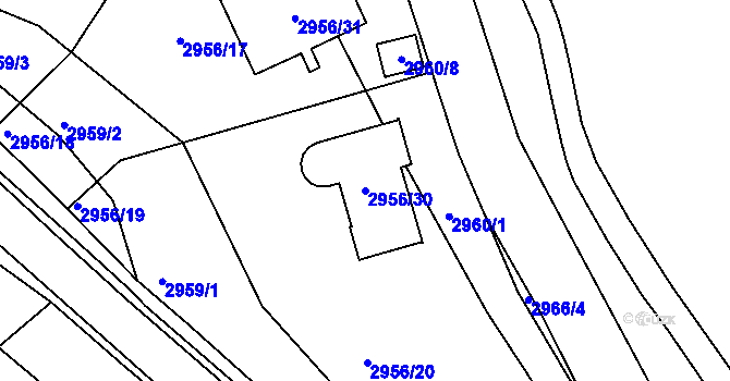 Parcela st. 2956/30 v KÚ Kadaň, Katastrální mapa