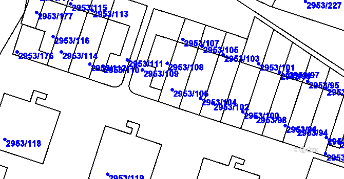 Parcela st. 2953/106 v KÚ Kadaň, Katastrální mapa