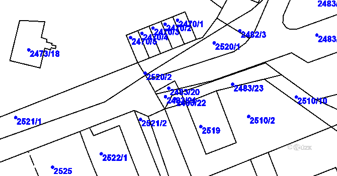 Parcela st. 2483/20 v KÚ Kadaň, Katastrální mapa