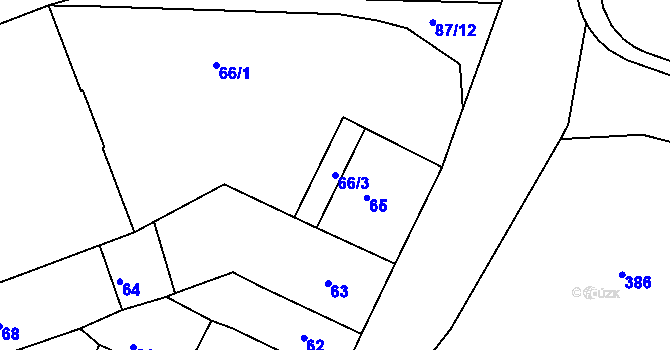 Parcela st. 66/3 v KÚ Kadaň, Katastrální mapa