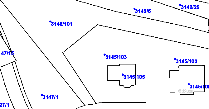 Parcela st. 3145/103 v KÚ Kadaň, Katastrální mapa