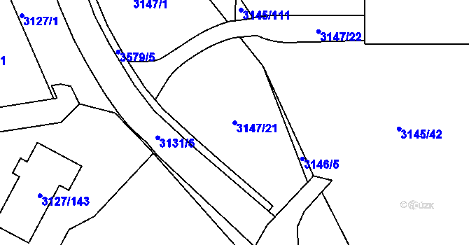 Parcela st. 3147/21 v KÚ Kadaň, Katastrální mapa