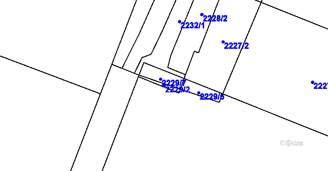Parcela st. 2229/2 v KÚ Kadaň, Katastrální mapa