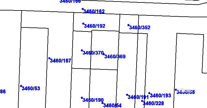 Parcela st. 3460/369 v KÚ Kadaň, Katastrální mapa