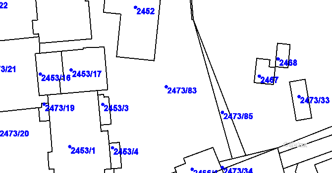 Parcela st. 2473/83 v KÚ Kadaň, Katastrální mapa