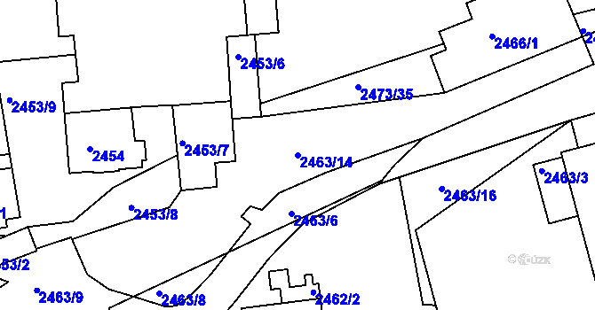 Parcela st. 2463/14 v KÚ Kadaň, Katastrální mapa