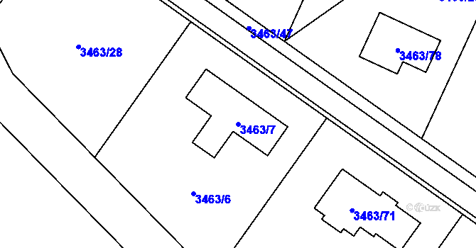 Parcela st. 3463/7 v KÚ Kadaň, Katastrální mapa
