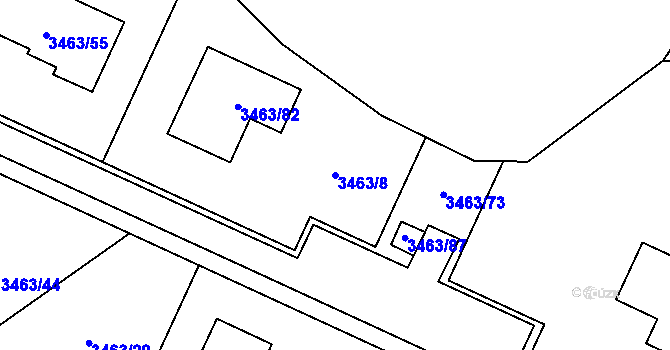 Parcela st. 3463/8 v KÚ Kadaň, Katastrální mapa