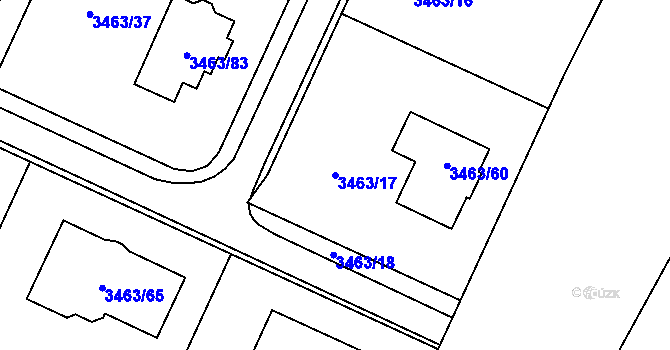 Parcela st. 3463/17 v KÚ Kadaň, Katastrální mapa