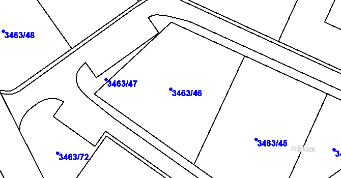 Parcela st. 3463/46 v KÚ Kadaň, Katastrální mapa