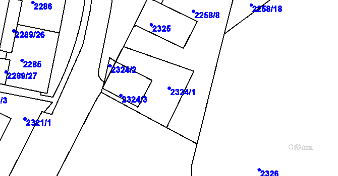Parcela st. 2324/1 v KÚ Kadaň, Katastrální mapa