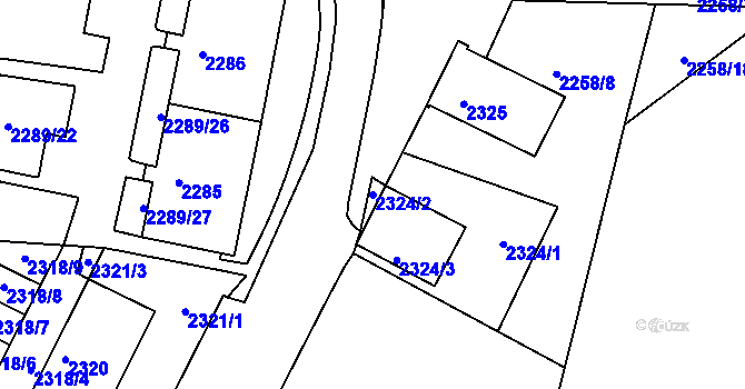 Parcela st. 2324/2 v KÚ Kadaň, Katastrální mapa