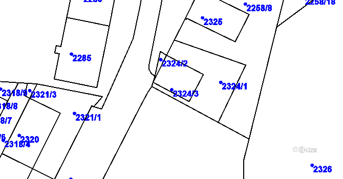 Parcela st. 2324/3 v KÚ Kadaň, Katastrální mapa