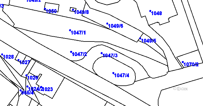 Parcela st. 1047/3 v KÚ Kadaň, Katastrální mapa