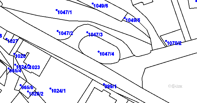 Parcela st. 1047/4 v KÚ Kadaň, Katastrální mapa