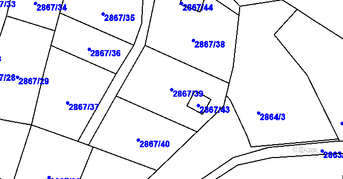 Parcela st. 2867/39 v KÚ Kadaň, Katastrální mapa