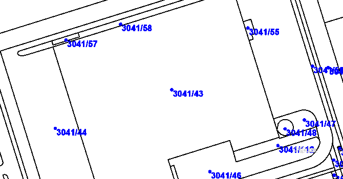 Parcela st. 3041/43 v KÚ Kadaň, Katastrální mapa