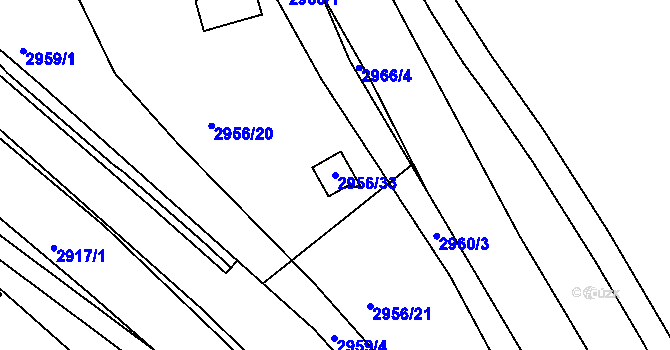 Parcela st. 2956/33 v KÚ Kadaň, Katastrální mapa