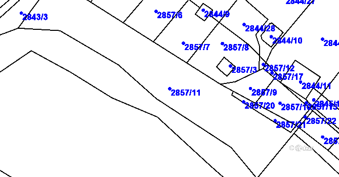 Parcela st. 2857/11 v KÚ Kadaň, Katastrální mapa