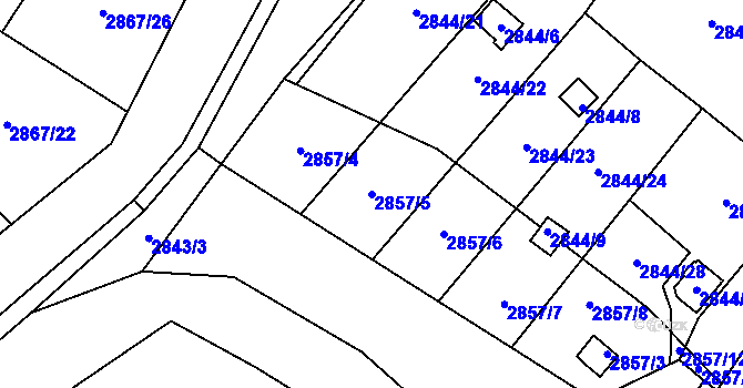 Parcela st. 2857/5 v KÚ Kadaň, Katastrální mapa