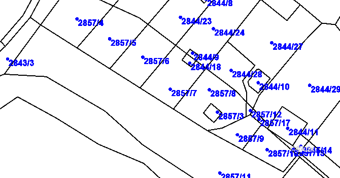 Parcela st. 2857/7 v KÚ Kadaň, Katastrální mapa
