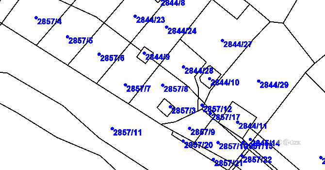 Parcela st. 2857/8 v KÚ Kadaň, Katastrální mapa