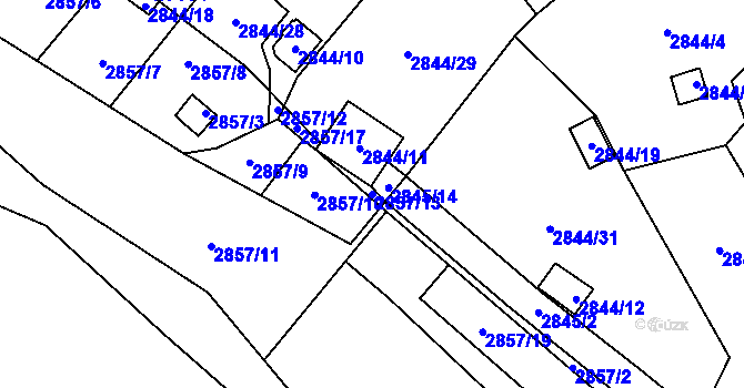 Parcela st. 2857/13 v KÚ Kadaň, Katastrální mapa