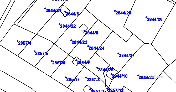 Parcela st. 2844/24 v KÚ Kadaň, Katastrální mapa