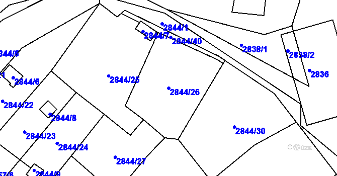 Parcela st. 2844/26 v KÚ Kadaň, Katastrální mapa