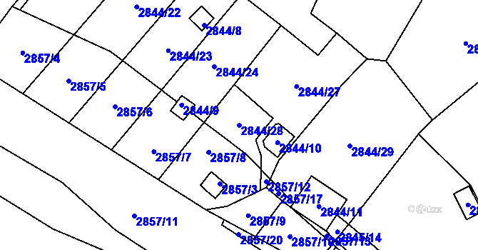 Parcela st. 2844/28 v KÚ Kadaň, Katastrální mapa